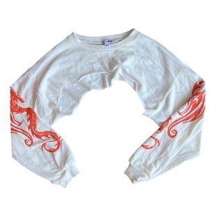 FASHIONNOVA White Cropped Dragon Sweater